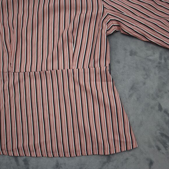 Faballey Shirt Womens L Multicolor Striped Quarter Sleeve VNeck Pullover Blouse - Picture 16 of 16